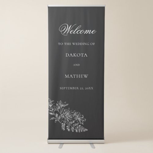 Elegant Black White Welcome Wedding  Retractable Banner