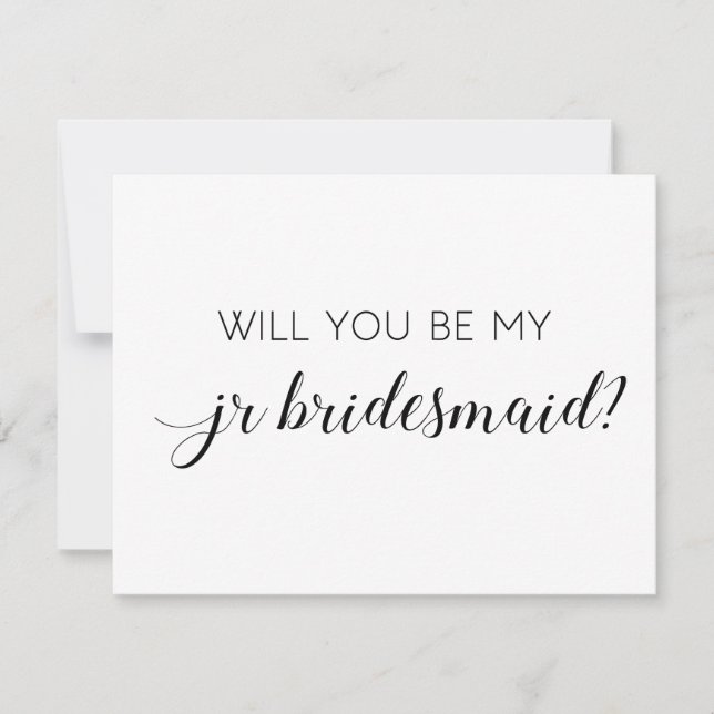 Elegant Black White Will You Be My Jr Bridesmaid Invitation (Front)