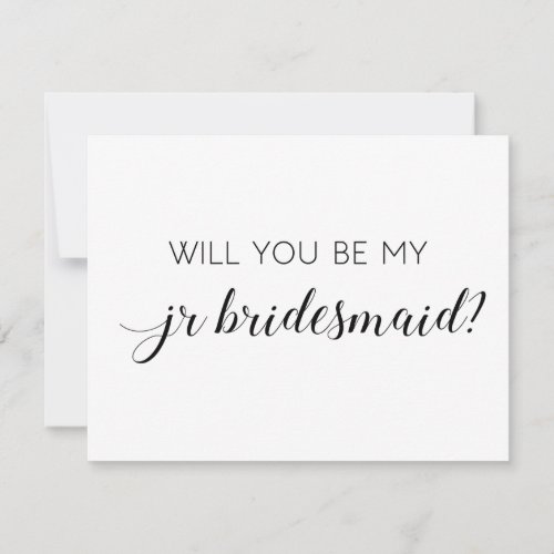 Elegant Black White Will You Be My Jr Bridesmaid Invitation