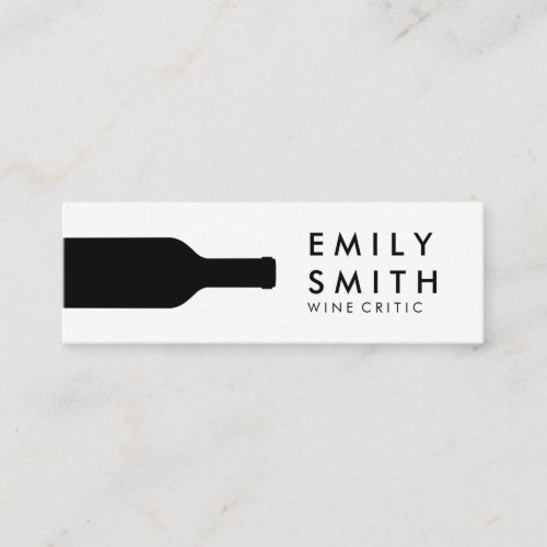 Elegant Black White Wine Bottle Mini Business Card