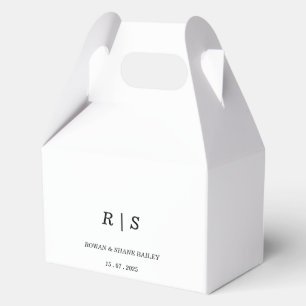 Elegant Black & WhiteMonogram Wedding Favor Box