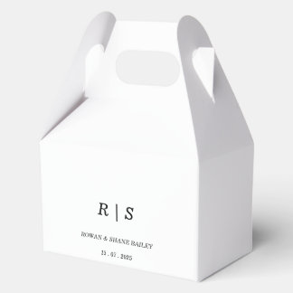 Elegant Black & WhiteMonogram Wedding Favor Box