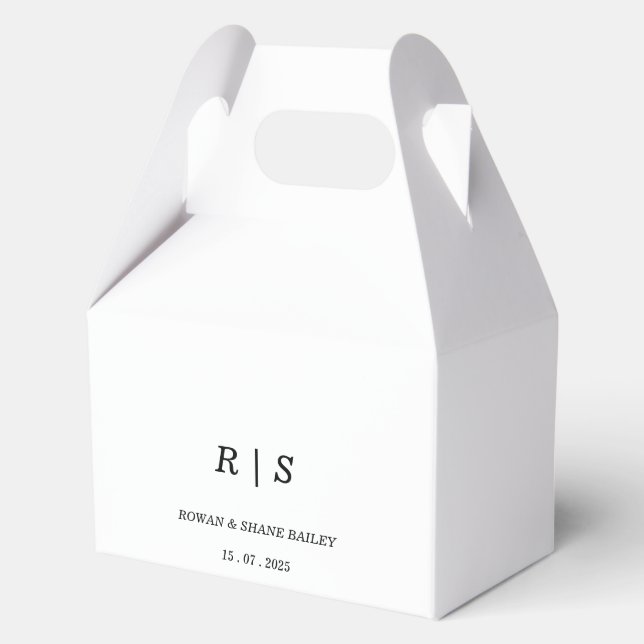 Elegant Black & WhiteMonogram Wedding Favor Box (Front)
