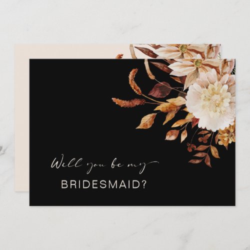 Elegant Black Will You Be My Bridesmaid Proposal Invitation