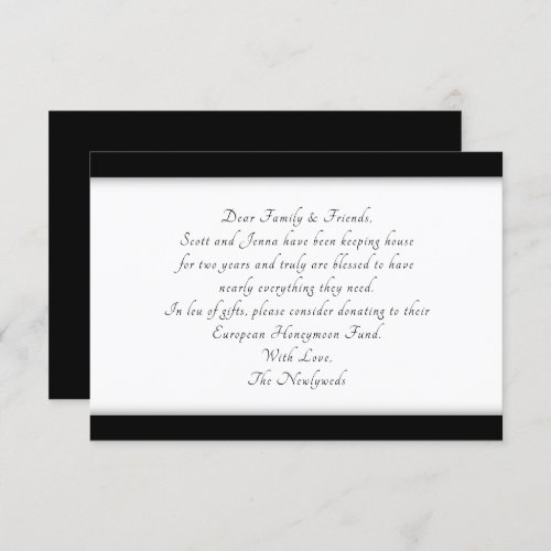 Elegant Black Wishing Well Wording Enclosure Cards