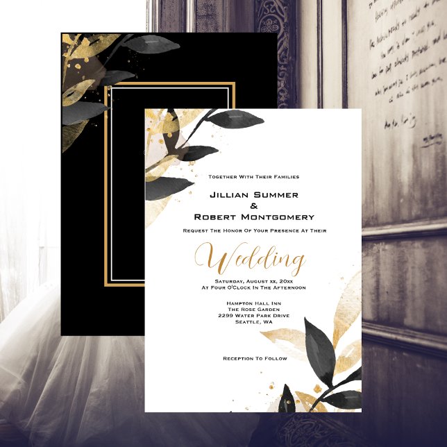Elegant Black With Gold Wedding Invitation (Creator Uploaded)