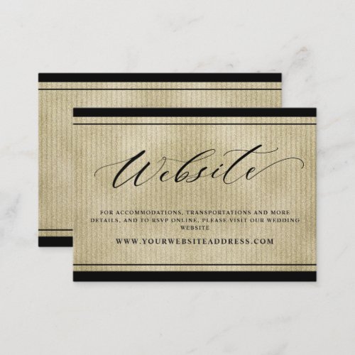 Elegant Black with Gold Wedding Website Enclosure Card