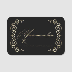 elegant black with personalized silver decoration name tag