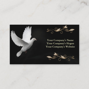 Elegant Black With White Dove- Business Card