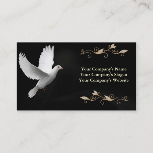 Elegant Black With White Dove_ Business Card
