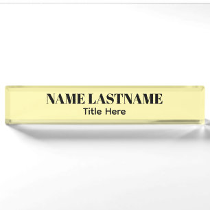 Elegant Black & yellow custom name Desk Name Plate