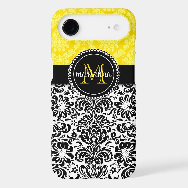 Elegant Black Yellow Damask Personalized Case-Mate Samsung Galaxy Case (Back)