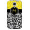 Elegant Black Yellow Damask Personalized