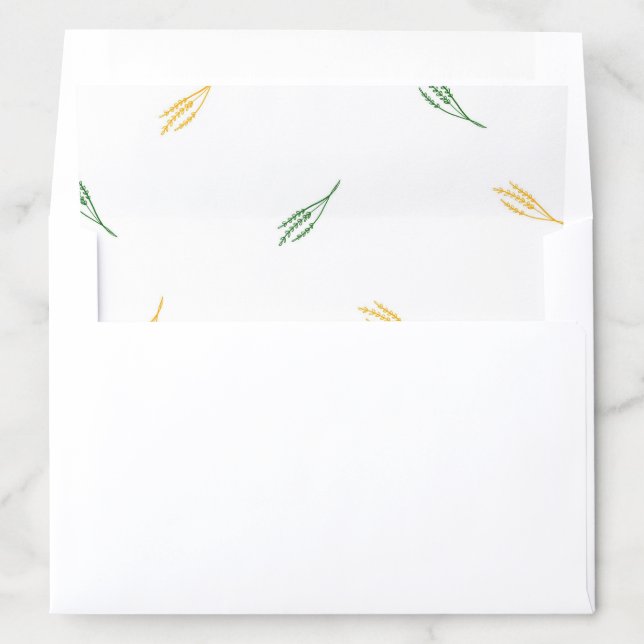 Elegant Black Yellow Floral Boho Botanical  Envelope Liner (In Envelope)