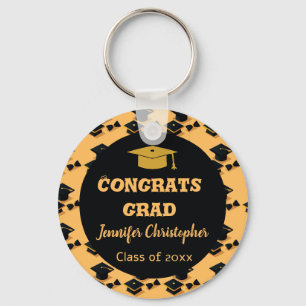 Elegant Black & Yellow graduation 2026 Favors Keychain
