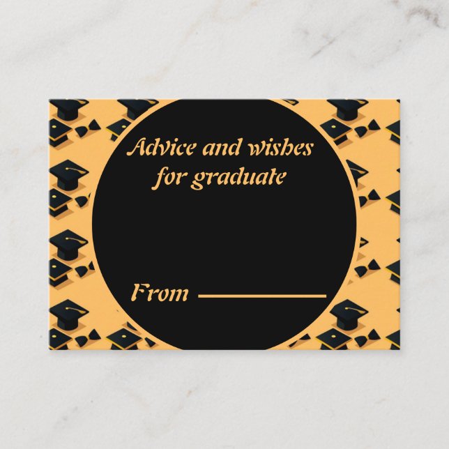Elegant  Black & Yellow Graduation Advice card (Front)