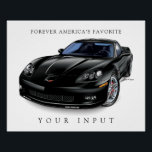 ELEGANT BLACK Z06 DRAWING POSTER<br><div class="desc">ELEGANT Z06 ART ILLUSTRATION BY EDWARD EKSI</div>