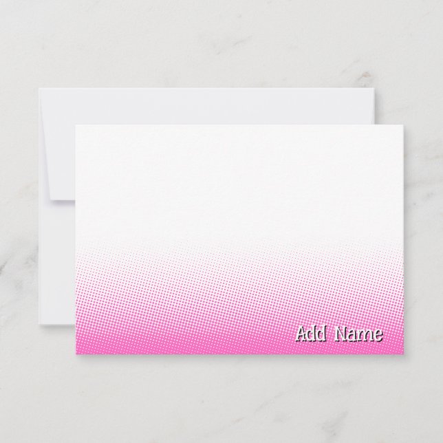 Elegant Blank All Occasion Custom Name Pink White Note Card (Front)