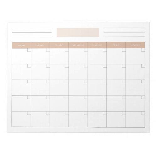 Elegant Blank Monthly Calendar Planner Notepad