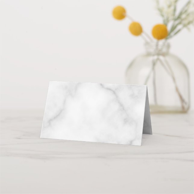 Elegant Blank White Marble Wedding Place Card (Front)