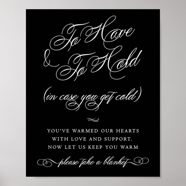 Elegant Blanket White Calligraphy | Chic Party Poster (Front)