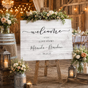 Elegant Bleached Wood Wedding Welcome Sign