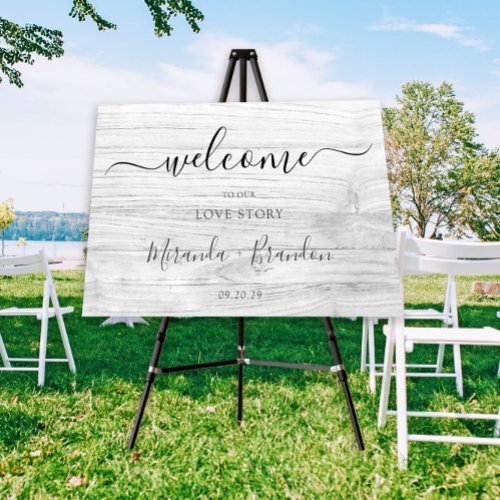 Elegant Bleached Wood Wedding Welcome Sign