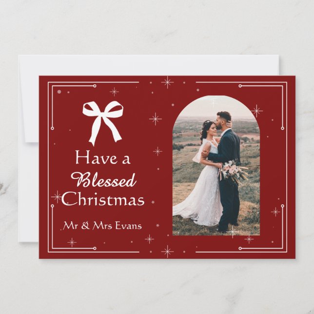 Elegant Blessed Christmas Photo Card  (Front)