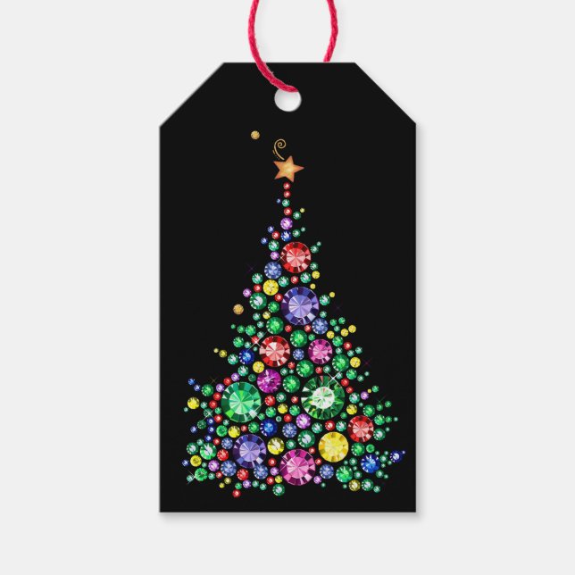 Elegant Bling Christmas Tree Gift Tag (Front)