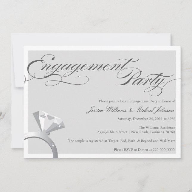 Elegant Bling Engagement Party Invitation (Front)