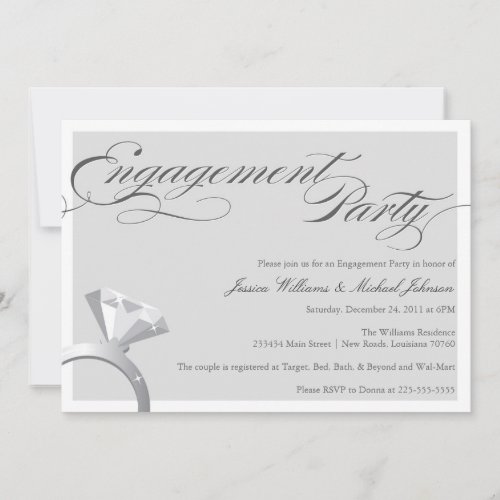 Elegant Bling Engagement Party Custom Announcements