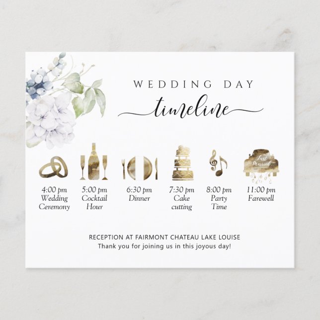 Elegant Bliss Wedding Timeline and Program (Front)