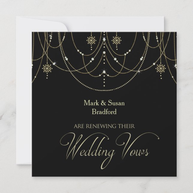 Elegant Blk/Gold Renewing/Wedding Vows Invitation (Front)