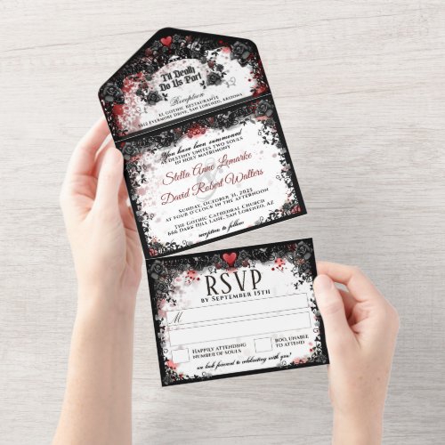 Elegant Blood Splatter Halloween Wedding All In On All In One Invitation