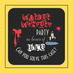 Elegant bloody Murder Mystery dinner party funny Square Paper Coaster