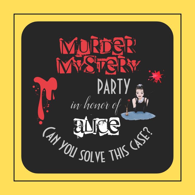 Elegant bloody Murder Mystery dinner party funny  Square Paper Coaster (Creator Uploaded)
