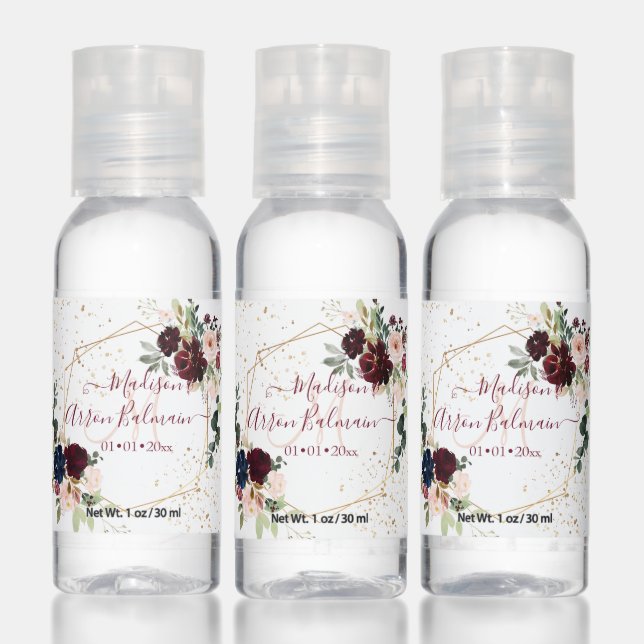 Elegant Bloom Blush Burgundy Eucalyptus Thank You Hand Sanitizer (Set)