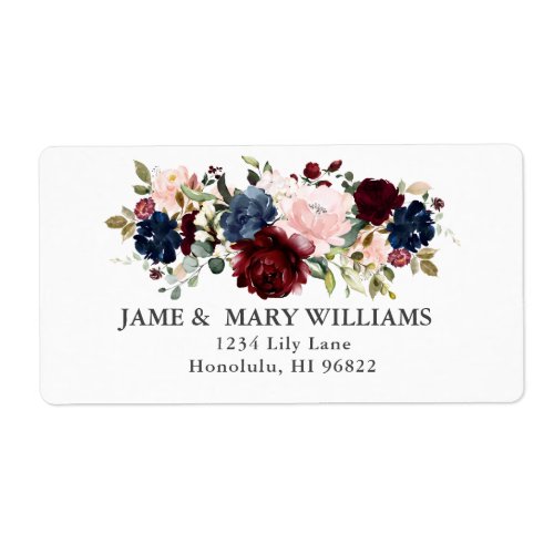 Elegant Bloom Blush Burgundy Navy Roses H2 Label