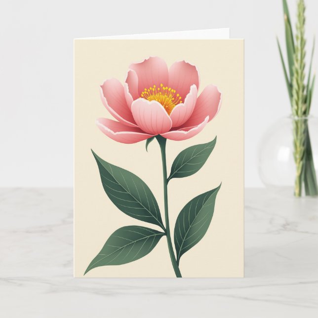 Elegant Bloom Rose Pink Flower Card (Front)