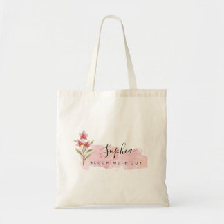 Elegant Bloom with Joy Boho Pink Floral  Tote Bag