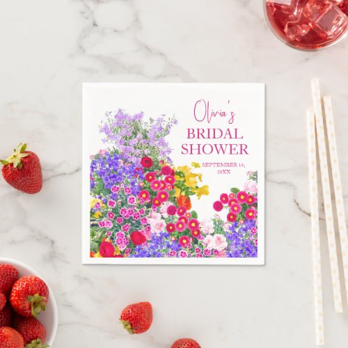 Elegant blooming floral Bridal Shower Napkins