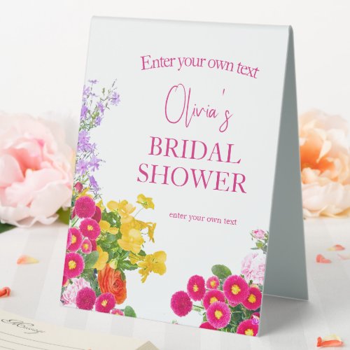 Elegant blooming floral Bridal Shower Table Sign