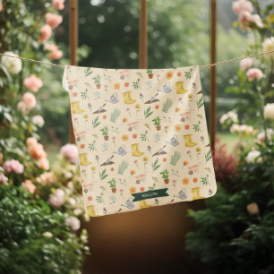 Elegant Blooming Floral Garden Name & Monogram Baby Blanket