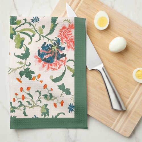 Elegant Blooming Floral Greenery Kitchen Towel