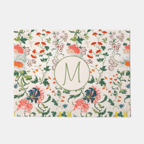 Elegant Blooming Floral Monogram Doormat