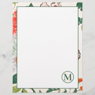 Elegant Blooming Floral Monogrammed Stationery