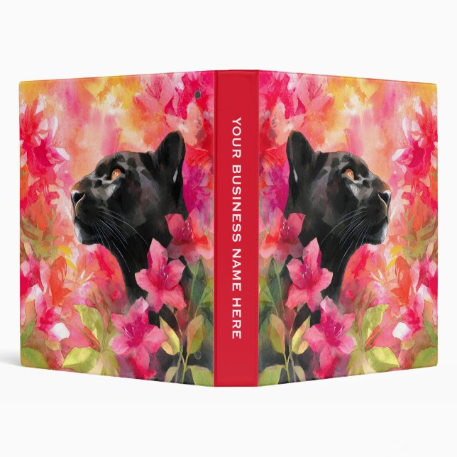 Elegant Blooming Floral Wild Black Panther 3 Ring Binder (Background)