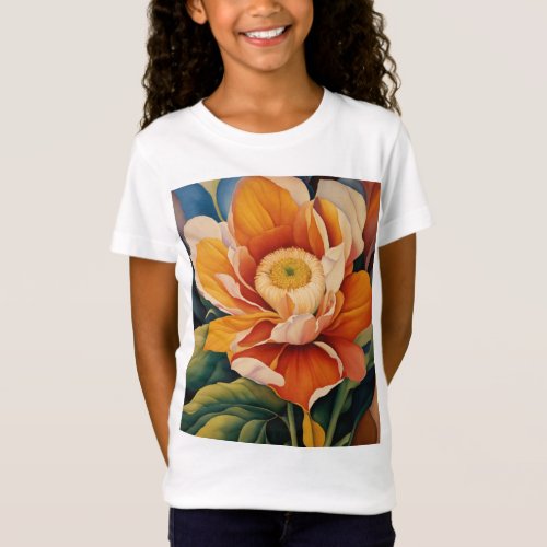 Elegant Blooming Flower Design T_Shirt