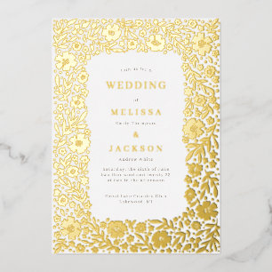 Elegant blooming frame wedding invitation foil fo