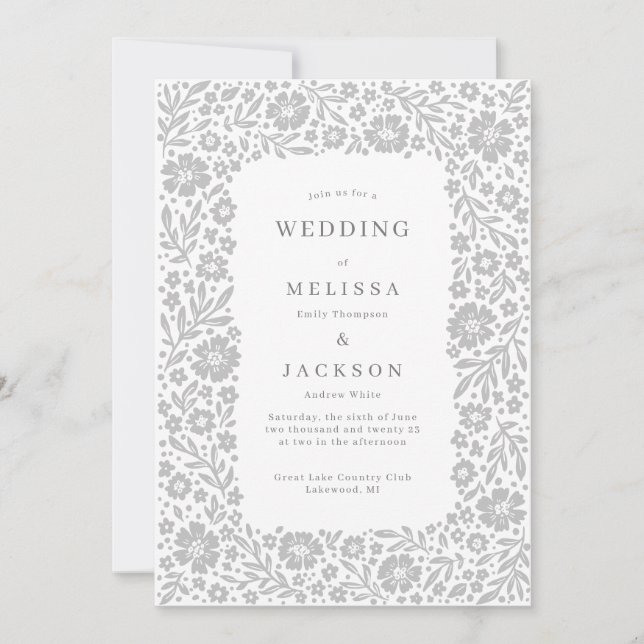 Elegant blooming frame wedding invitation mist (Front)